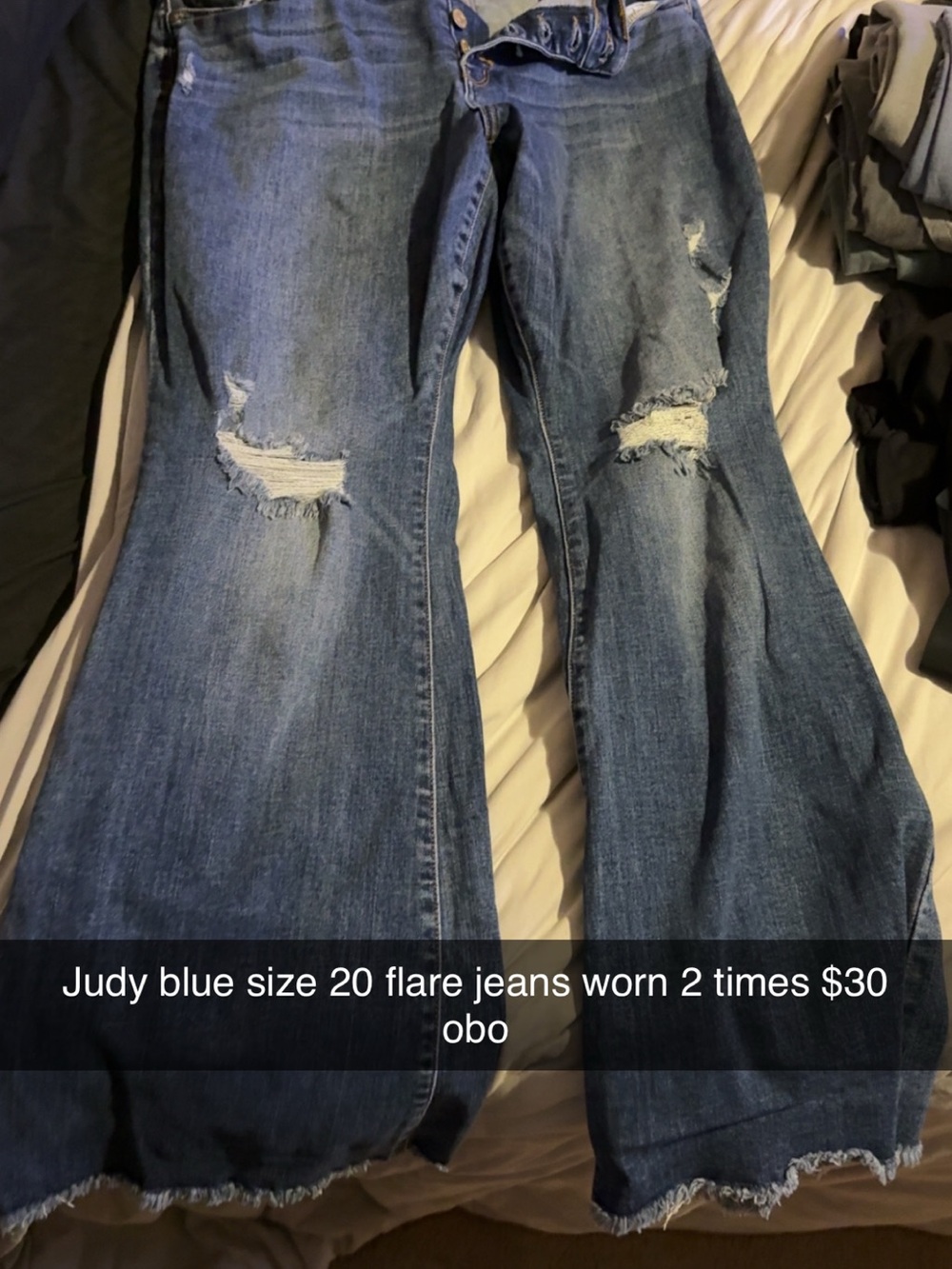 Judy Blue Distressed Medium Blue Flare Jeans